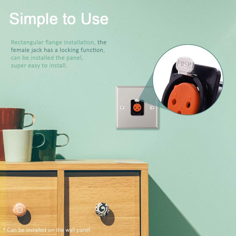 Keadic 8-Pack XLR Male and Female Jack 3 Pin - Chassis Panel Mount Jacks D Series Size, Black Metal Housing - Perfect for Series D Pattern Holes Audio Studio Connector - Image 5